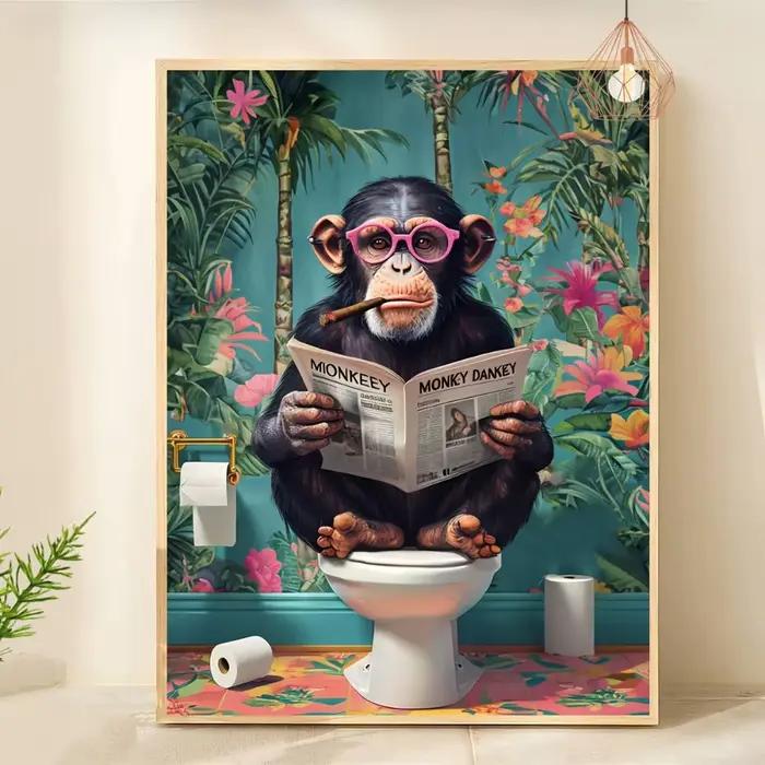 Un gorille amusant sans cadre lisant un journal