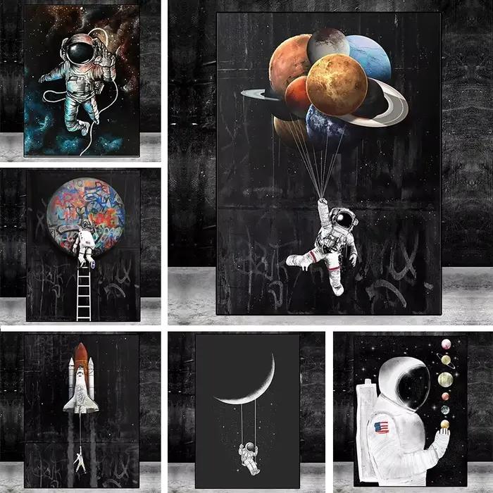 Toile de peinture à l'huile d'astronaute