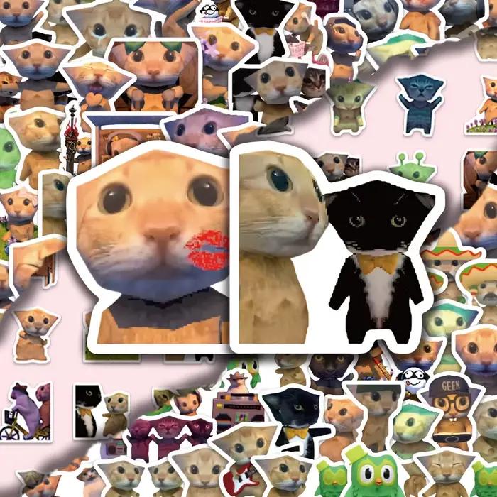 100 autocollants Meow, affiches de memes chat