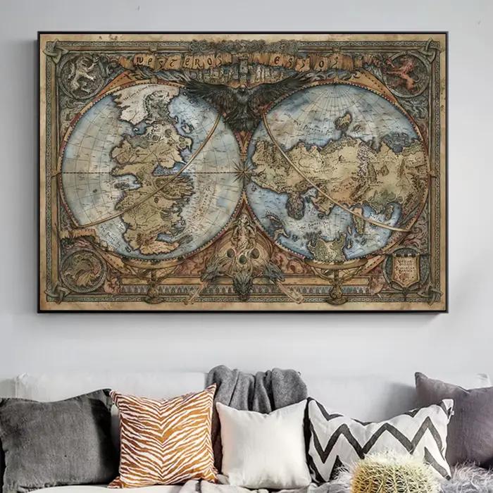 Thrones Game Dépannage et Essos Land Map Poster