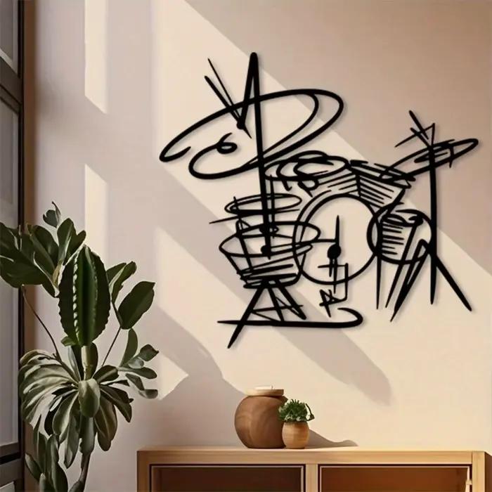 Étagère murale en métal en forme de tambour antirouille : décor moderne pour studio de musique