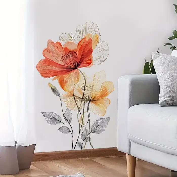Autocollant mural fleur aquarelle