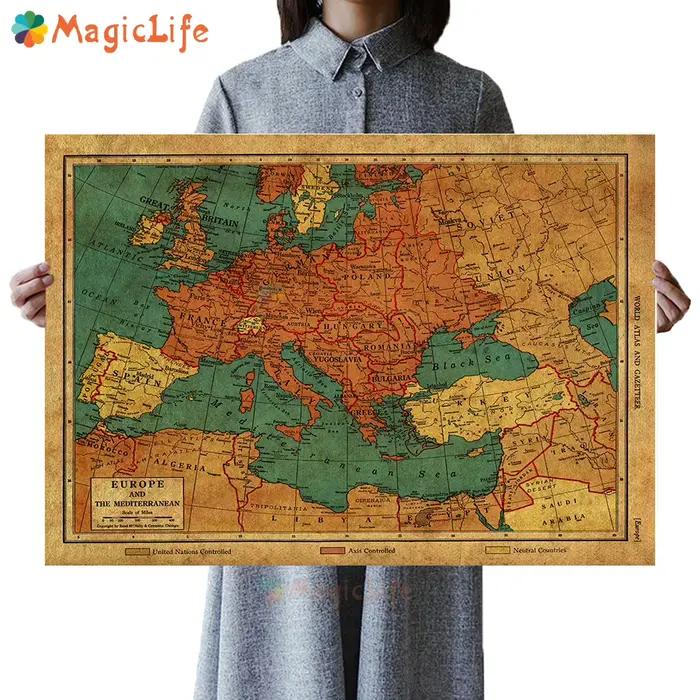 Affiches de carte Vintage européennes