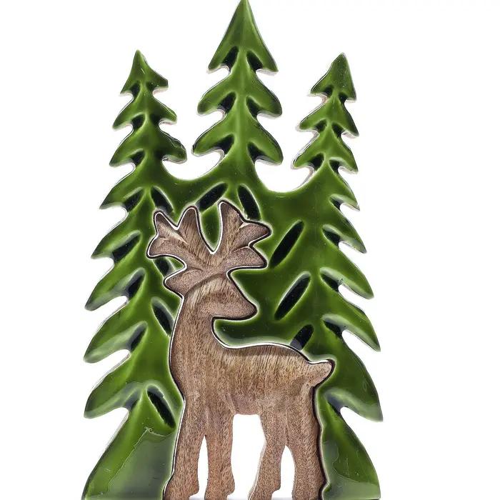 Lost in the Forrest - Stag in the Forrest 3D Wooden Decoration - 25x15cm