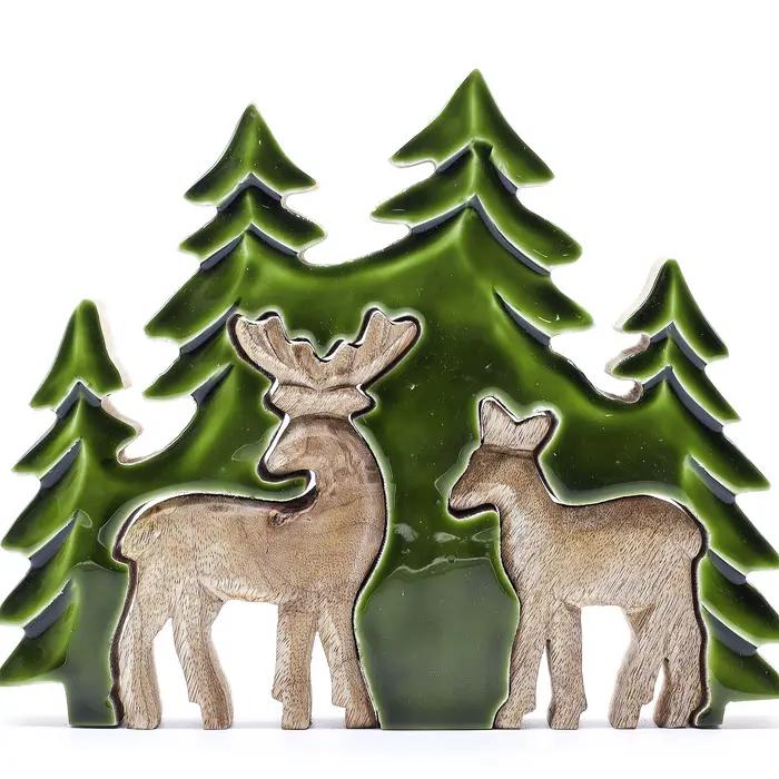 Lost in the Forrest - Two Dear in the Forrest 3D Wooden Decoration - 18x23cm