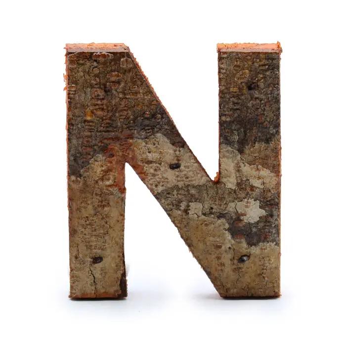 Rustic Bark Letter - N - 7cm
