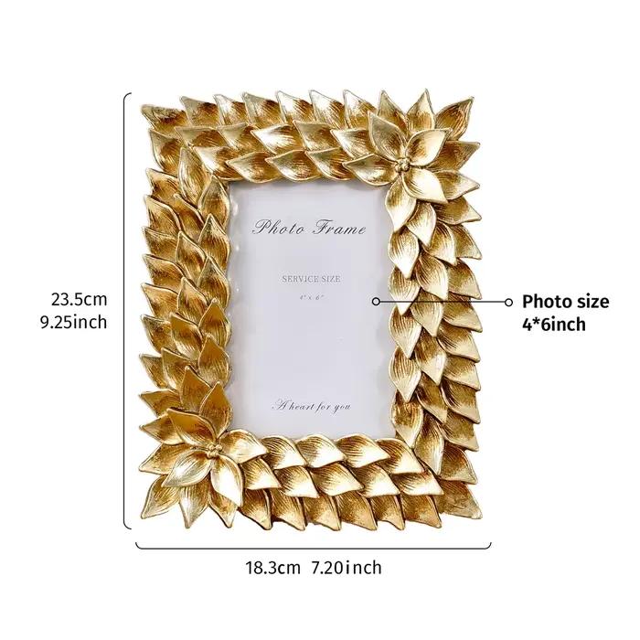 1 pièce, cadre photo en dentelle d'orchidée dorée de style rétro européen, cadre décoratif photo en