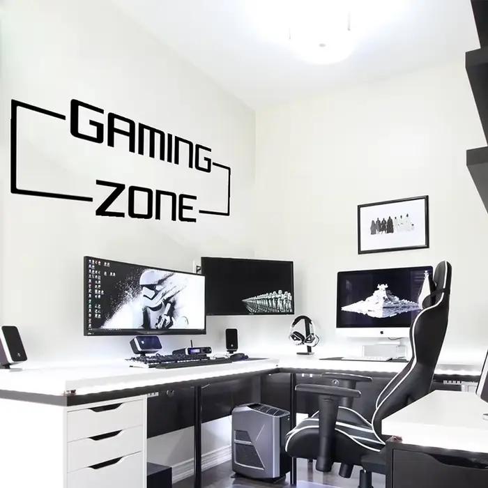 Grand autocollant mural Gaming Zone, salle de jeux, chambre d'enfant, jeu vidéo, citation, décalcoma