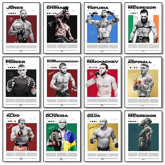 Affiche de combat de boxe, figurines légendaires, Ilia Topuria/Dustin Poirier, peinture sur toile, images d'art murales, décoration de maison, cadeau pour amoureux et garçon