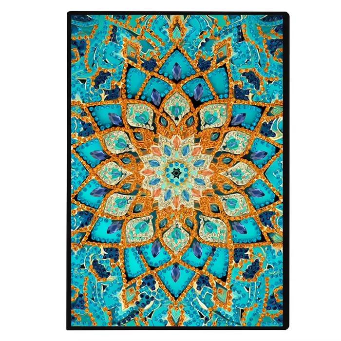 Mosaïque de peinture au diamant pour femmes adultes, cristal peint, motif floral en or, cuir, journa