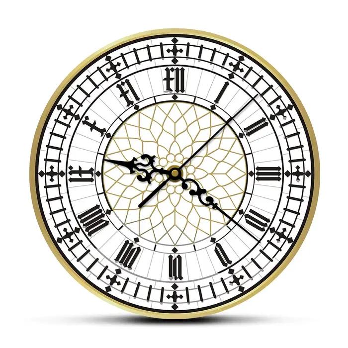 Big Ben Horloge murale moderne contemporaine rétro silencieuse sans tic-tac montre murale anglais dé