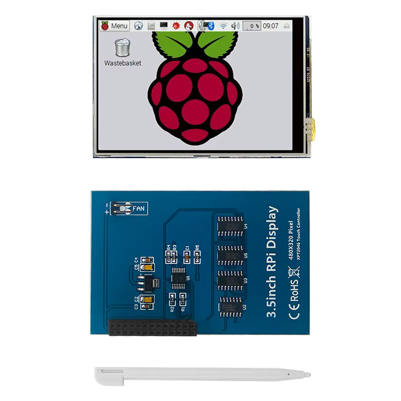 Écran tactile LCD 5 50 FPS 3.5x320 éventuelles I 480 pouces Raspberry Pi 4, avec boîtier ABS et vent