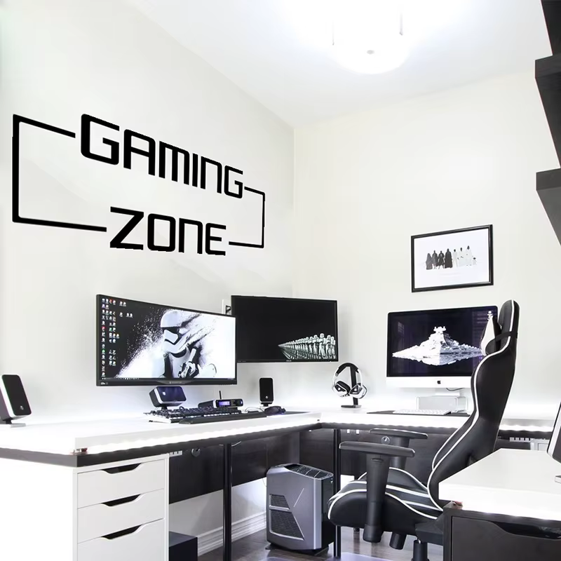 Grand autocollant mural Gaming Zone, salle de jeux, chambre d'enfant, jeu vidéo, citation, décalcoma