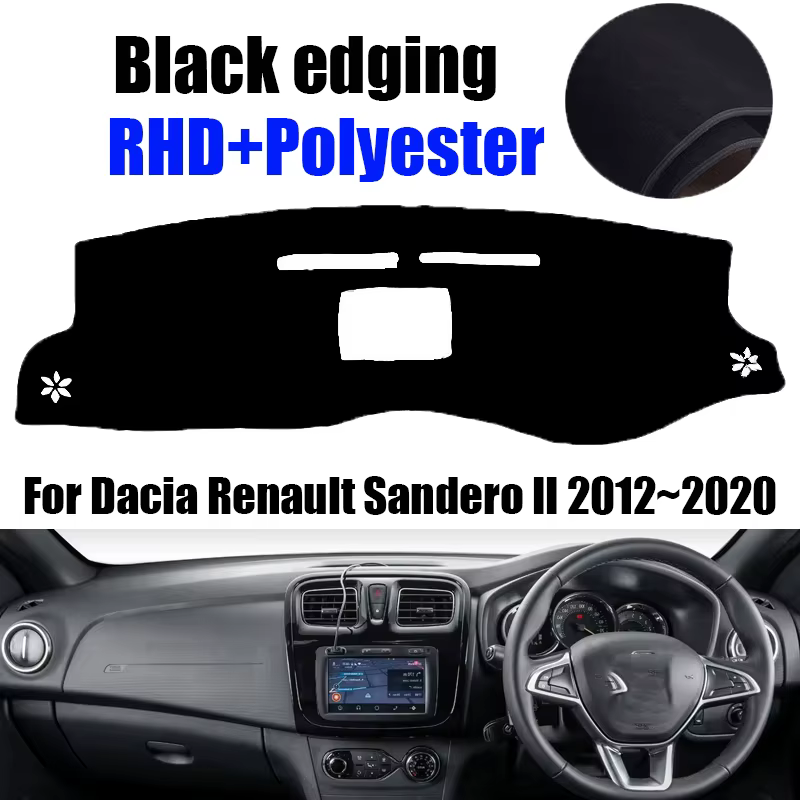 Couverture de tableau de bord de voiture pour Dacia Renault Sandero II 2012 LHD RHD tapis de tableau