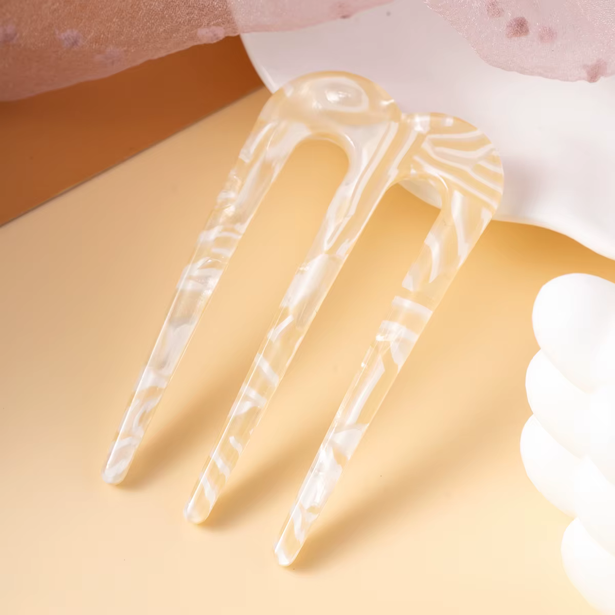 Fourchettes à cheveux à l'acide acétique, bâtons à trois dents, peigne en forme de U, chignon, éping