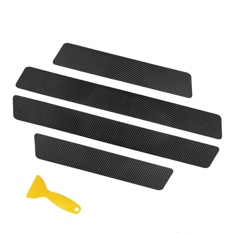 Autocollants de protection épais pour plaque de porte de voiture, 4 pièces, en Fiber de carbone et c