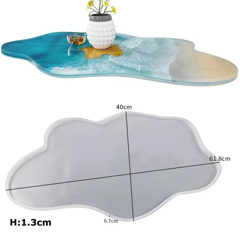 Moule en silicone pour table ronde géante de 60 cm, motif Océan, pour la fabrication de tables en ré