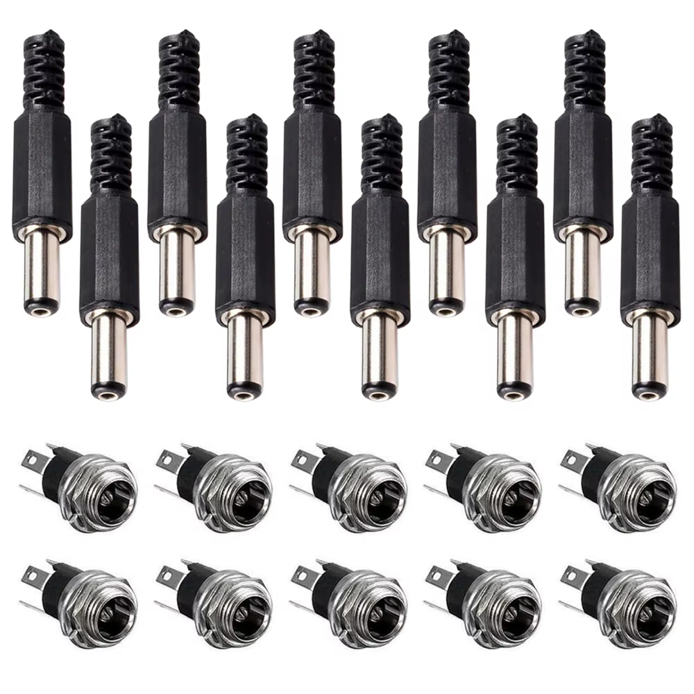 10 paires de prises d'alimentation cc, connecteur femelle à montage sur panneau, 3 broches 5.5x2.1mm