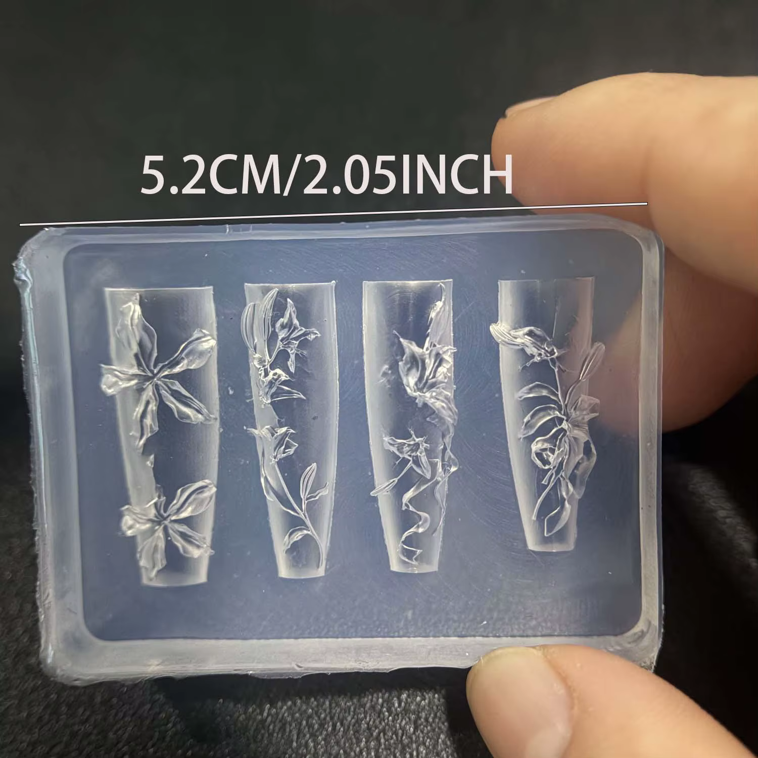 1 moule en silicone pour nail art, motif dessin animé mignon, fleur, chaîne, cerise, nœud, design 3D
