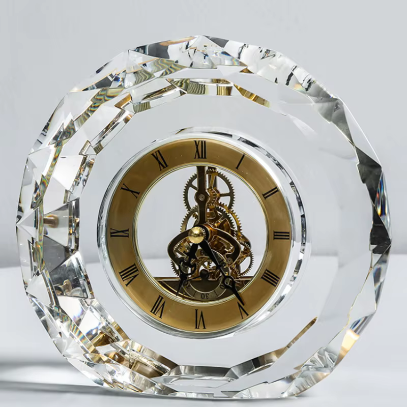 Horloge de bureau ronde silencieuse moderne, horloges transparentes vintage, quartz, horloges esthét