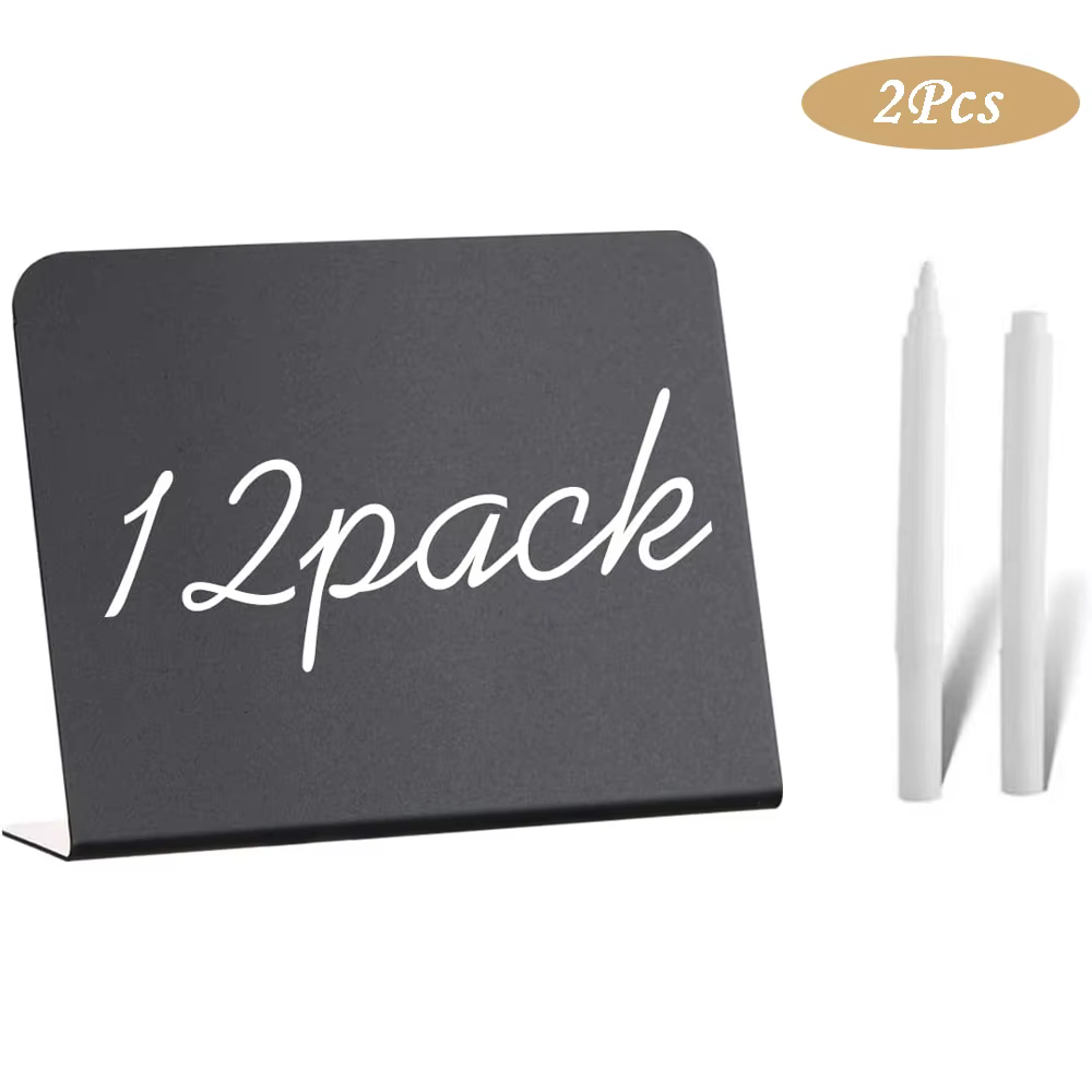 Paquet de 12 Mini panneaux de tableau pour signe de craie pour fête alimentaire Buffet Table signe t