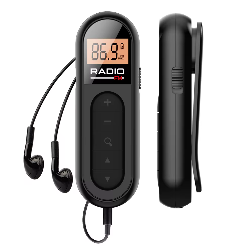 Radio de poche FM portable, aste, meilleure réception, réglage numérique, écran LCD, clip de ceintur