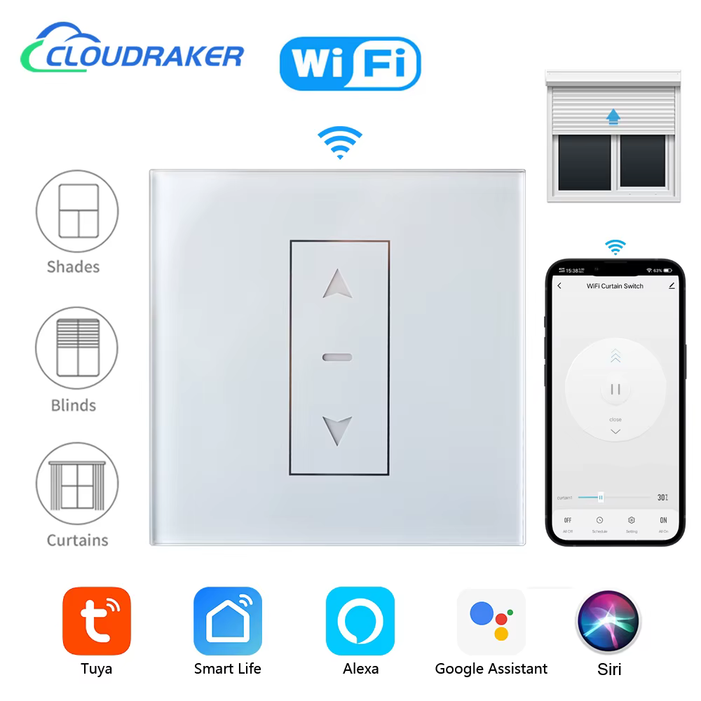 Rideaux électriques, stores, volets roulants, interrupteur connecté, contrôle par application WiFi,
