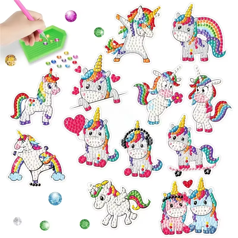 Autocollant de peinture diamant 5D pour enfants, artisanat d'art fait à la main, thème Animal de des
