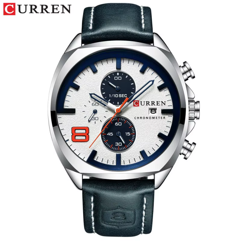 Montre à quartz classique CURREN 8324, ronde, étanche, avec bracelet en cuir, minimaliste, six aigui