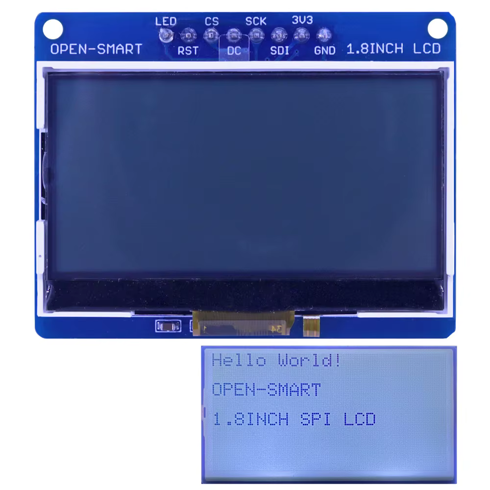 OPEN-SMART avec rétro-éclairage LED 3.3V 1.8 pouces 128*64 série SPI Monochrome LCD bouclier Module