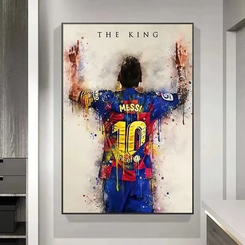 Affiche de l'étoile du football Messi, peinture décorative, peinture sur toile, art mural moderne po