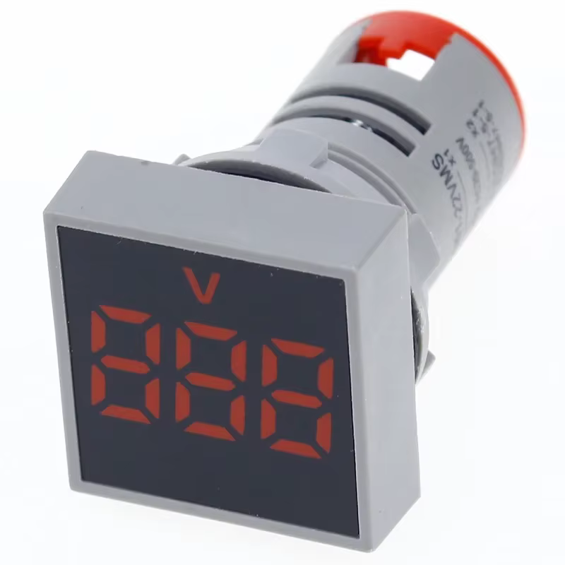 Voltmètre numérique LED, panneau carré, indicateur lumineux, voltmètre, AC 60-500V, 22mm