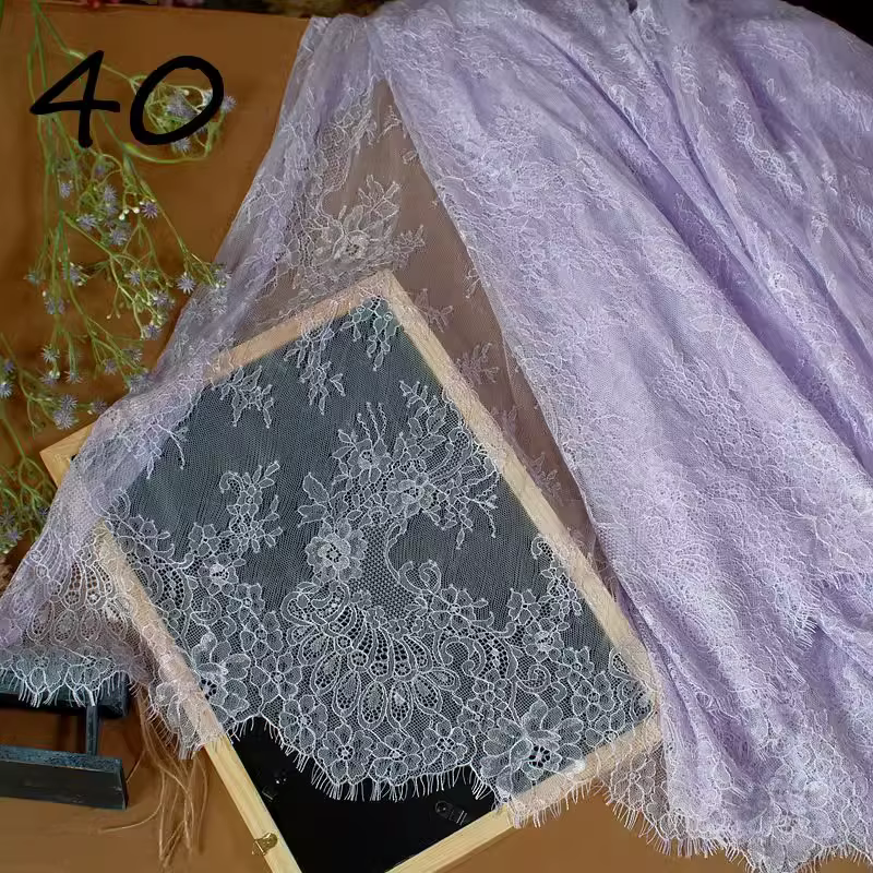 Tissu en dentelle à cils de Style français, 1.5m de large, garniture en dentelle, pour robe de marié
