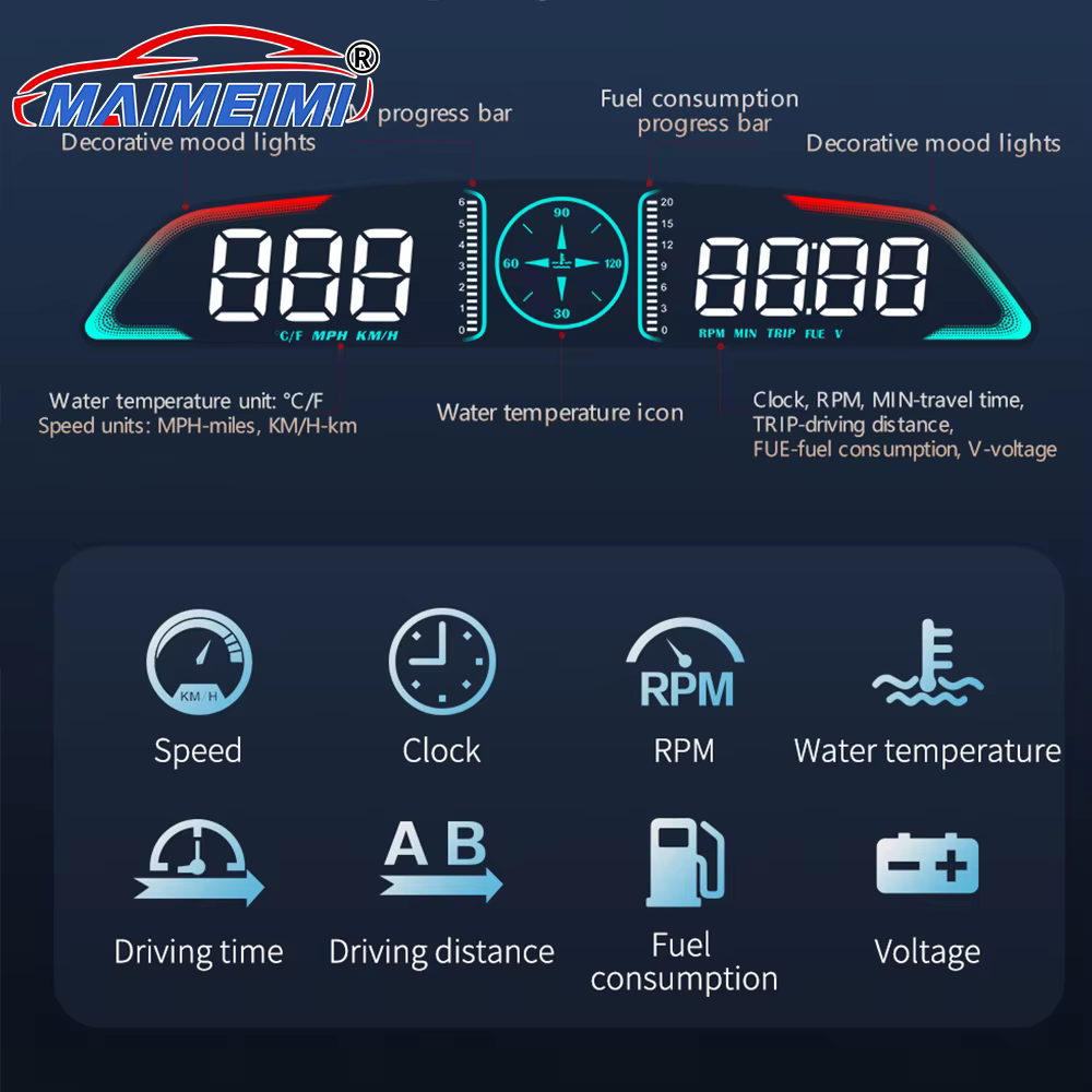 Compteur de vitesse B3, affichage tête haute, tachymètre de température de l'eau, RPM, consommation 