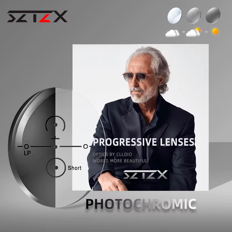 SZTZX – lentille progressive série photochromique Anti-rayons de lumière bleue, 1.56 1.61 1.67 1.74,