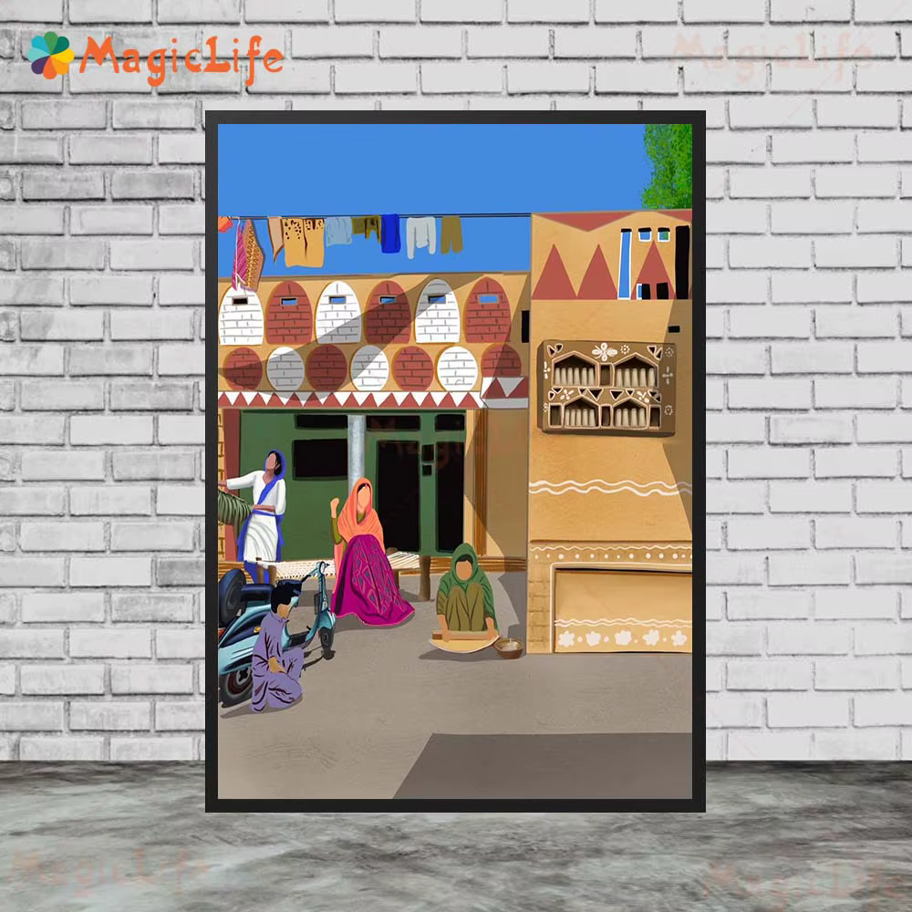 Punjine-Women Village Portrait Ethnic Posters, Wall Art Painting, Home Decor, Living Room, Canvas sa
