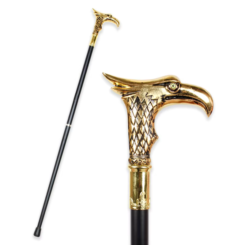 Canne de marche de luxe à tête d'aigle dorée et noire pour hommes et femmes, cannes décoratives élég