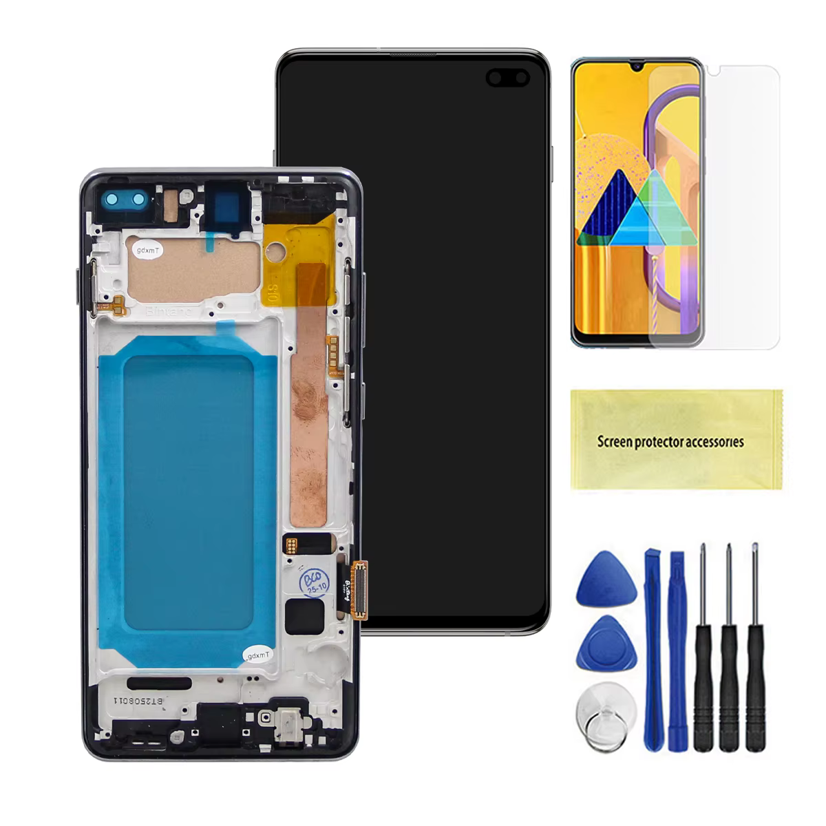 Écran tactile LCD de remplacement avec châssis, pour Samsung Galaxy S10 + G975F G975F/DS