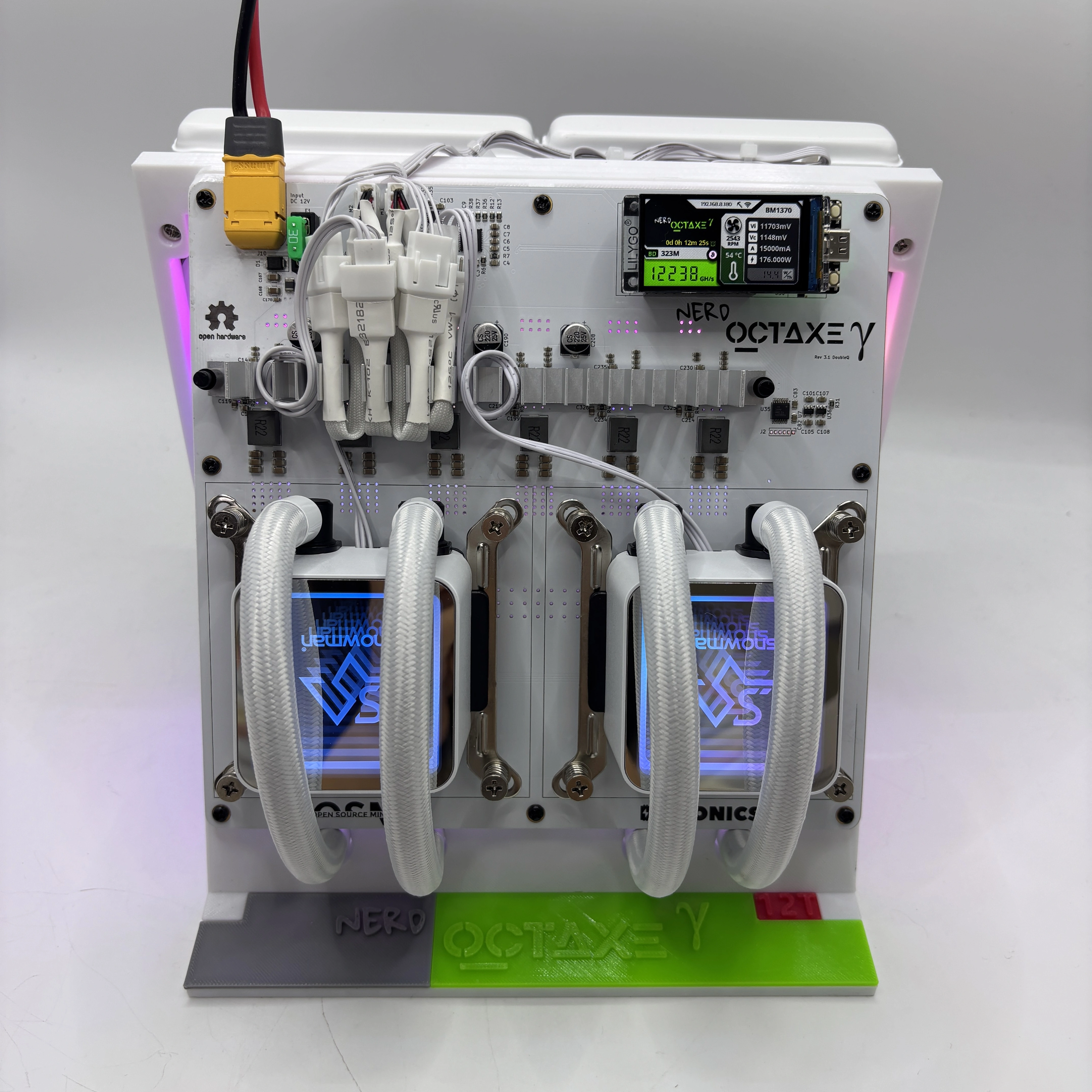 Miner NerdOctaxe Hydro 12T Rev3.1 avec alimentation Meanwell, mineur solo BTC NerdOctaxeY Hydro, min