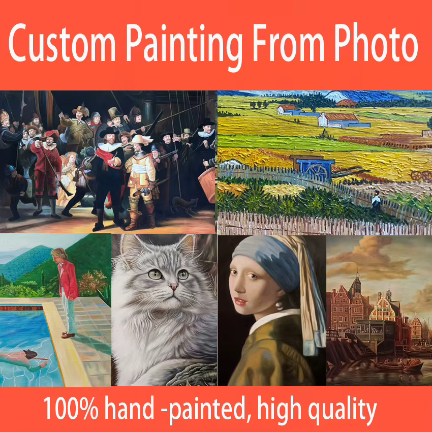 Personnalisez les images sur les peintures murales, peinture à l'huile purement artisanale de haute