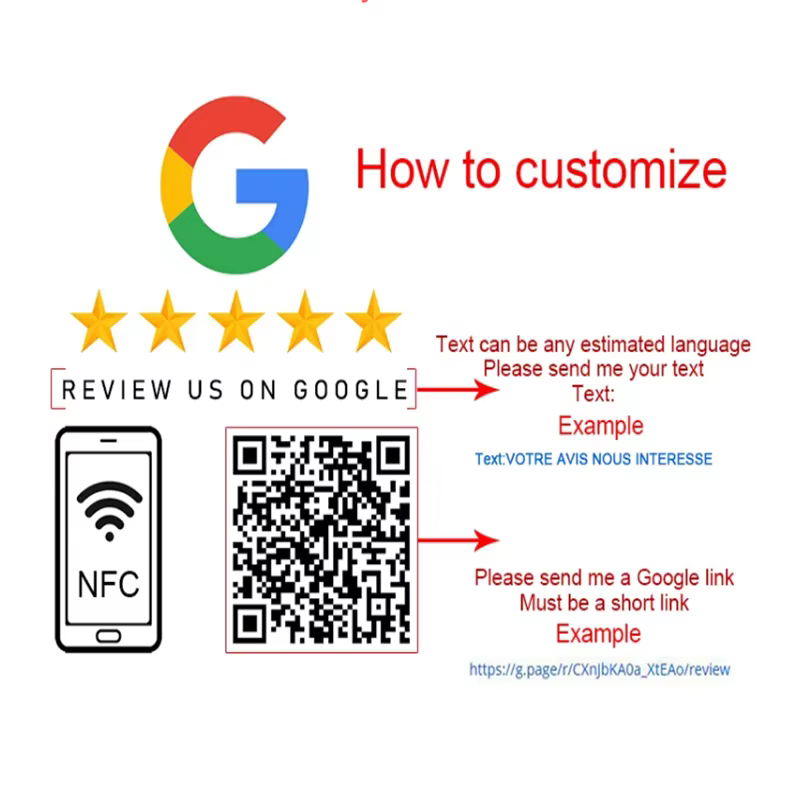 Panneau d'évaluation personnalisé de Google, code de numérisation NFC, panneaux de médias sociaux en acrylique, plaques d'évaluation de Google avec Base de support, décorations de magasin