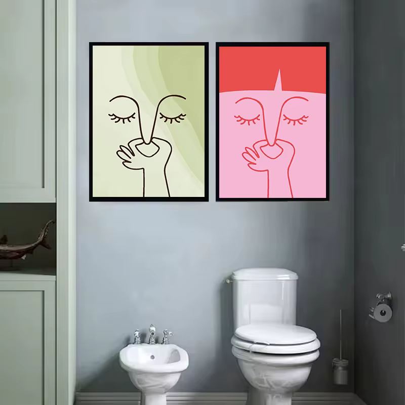 Affiches d'art murales de salle de bains amusantes, imprimés abstraits, mauvais odeur, peinture sur toile de toilette minimaliste, images de décoration murale de salle de bains