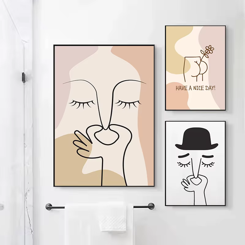 Affiches d'art murales de salle de bains amusantes, imprimés abstraits, mauvais odeur, peinture sur toile de toilette minimaliste, images de décoration murale de salle de bains