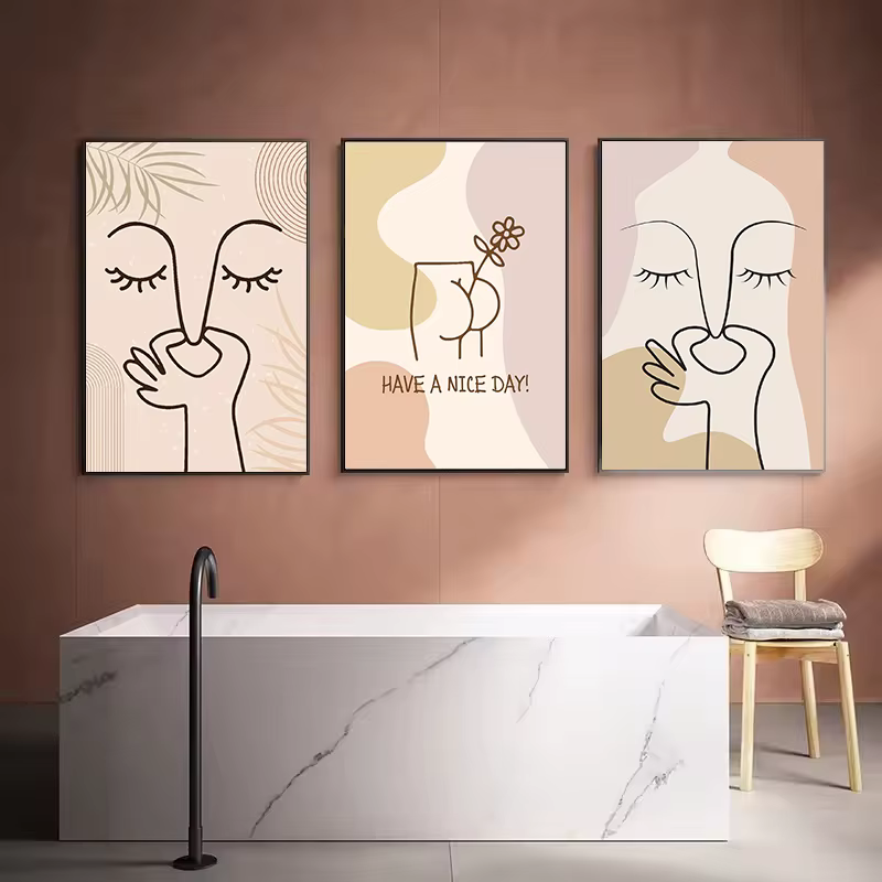 Affiches d'art murales de salle de bains amusantes, imprimés abstraits, mauvais odeur, peinture sur toile de toilette minimaliste, images de décoration murale de salle de bains