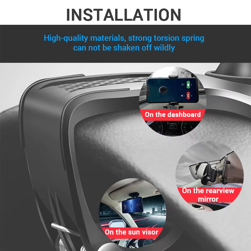 Support de téléphone portable Prada Board pour voiture, ABS, pare-soleil, rétroviseur automatique, support de téléphone, rotation à 360 degrés, accessoires résistants