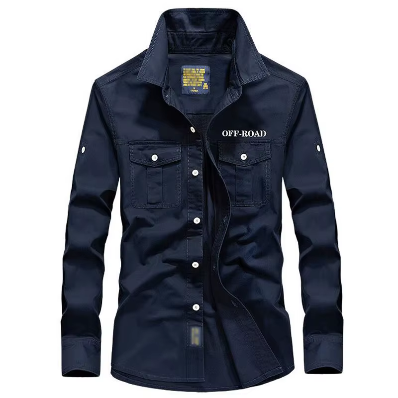 Chemise militaire à manches longues pour homme, 100% coton, grande taille 5XL 6XL
