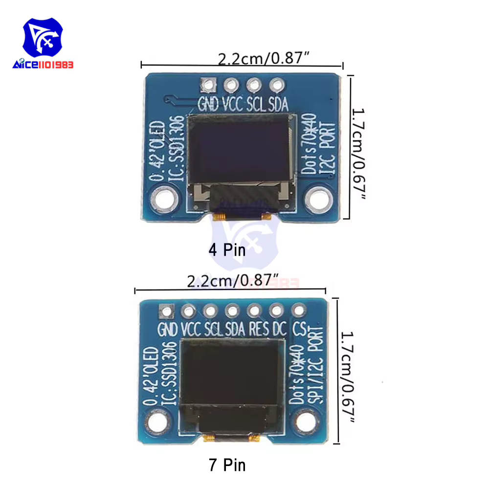 Diymore 0.42 pouces 72x40 OLED D'écran D'affichage À CRISTAUX LIQUIDES De Module avec IIC L'interface SPI D'AFFICHAGE À CRISTAUX LIQUIDES pour Arduino AVR STM32 Raspberry Pi 3.3V