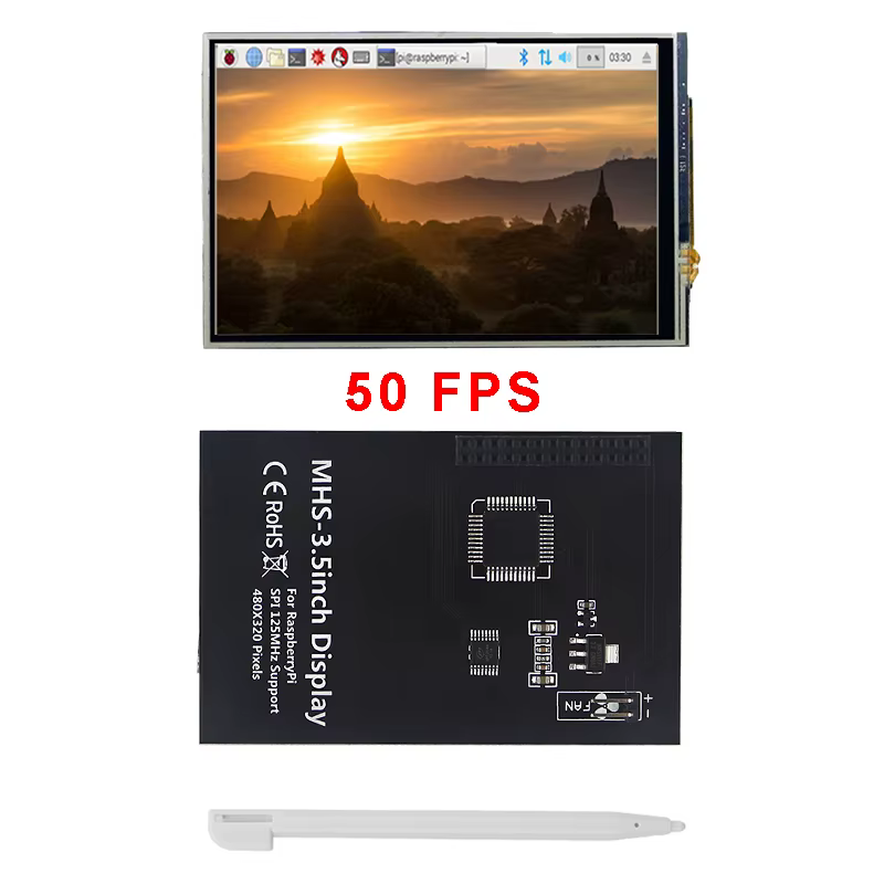 Écran tactile LCD 5 50 FPS 3.5x320 éventuelles I 480 pouces Raspberry Pi 4, avec boîtier ABS et ventilateur de refroidissement, modèle B/3B +/3B
