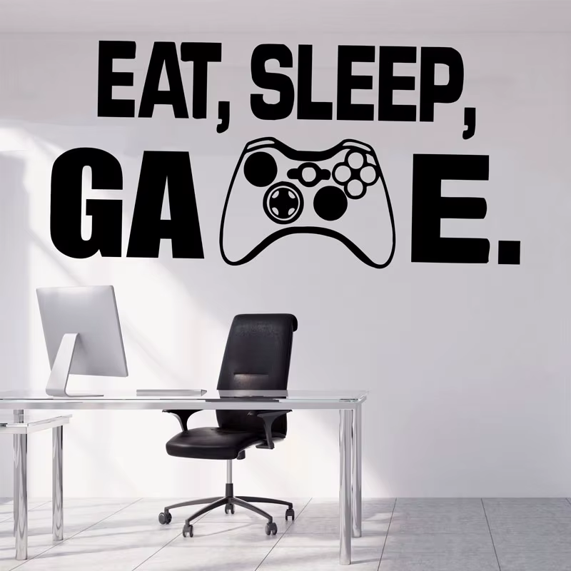 Sculpté Gamer autocollant Mural vinyle Mural papier peint pour enfants garçons chambre décoration Stickers Ps4 jeu affiche décor porte autocollants