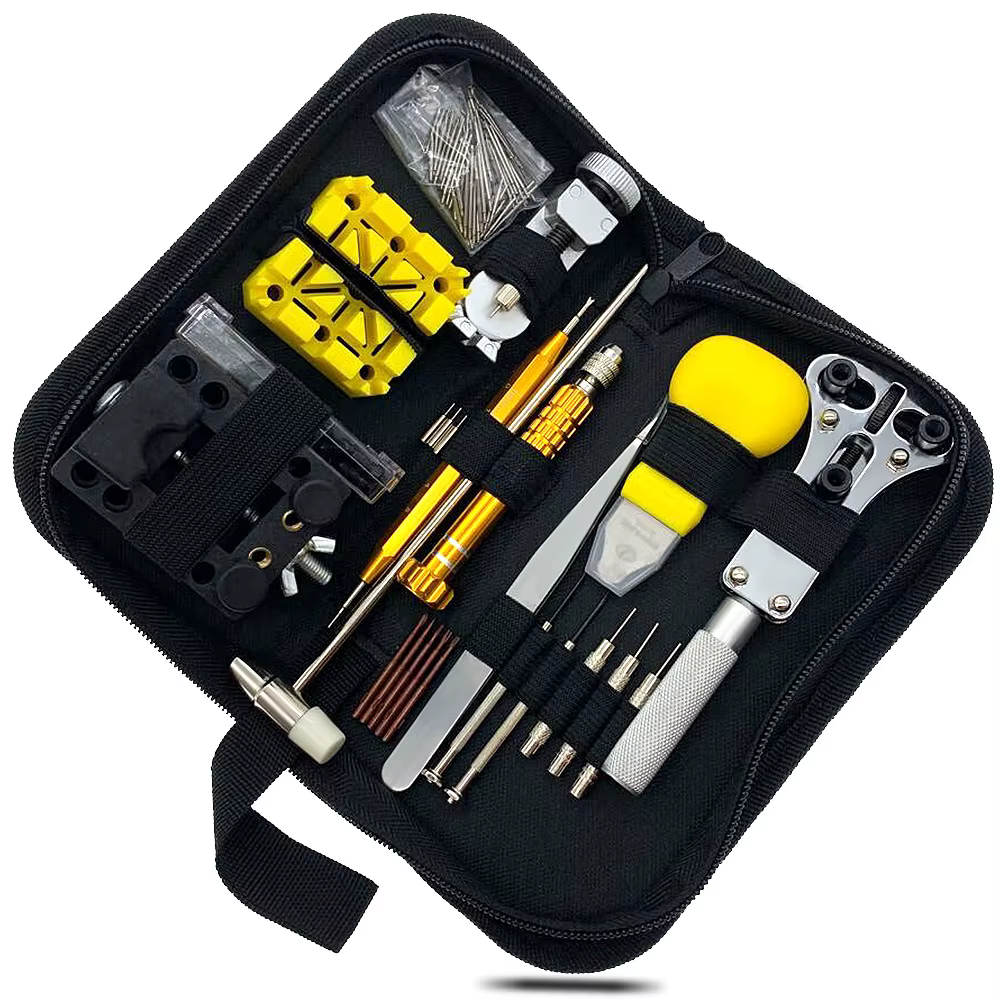 Kit d'outils de réparation de montre, dissolvant de goupilles de liaison, outils de montre professionnels, kit d'outils de réparation d'horloge, sac, 148 pièces/ensemble